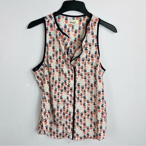 Porridge Anthropologie Size Medium Pineapple Grey Sleeveless Blouse Top TTB